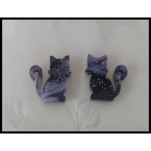 Cosmic Cat Earrings, Galaxy Cat Stud Earrings,  Kitty Jewelry Celestial